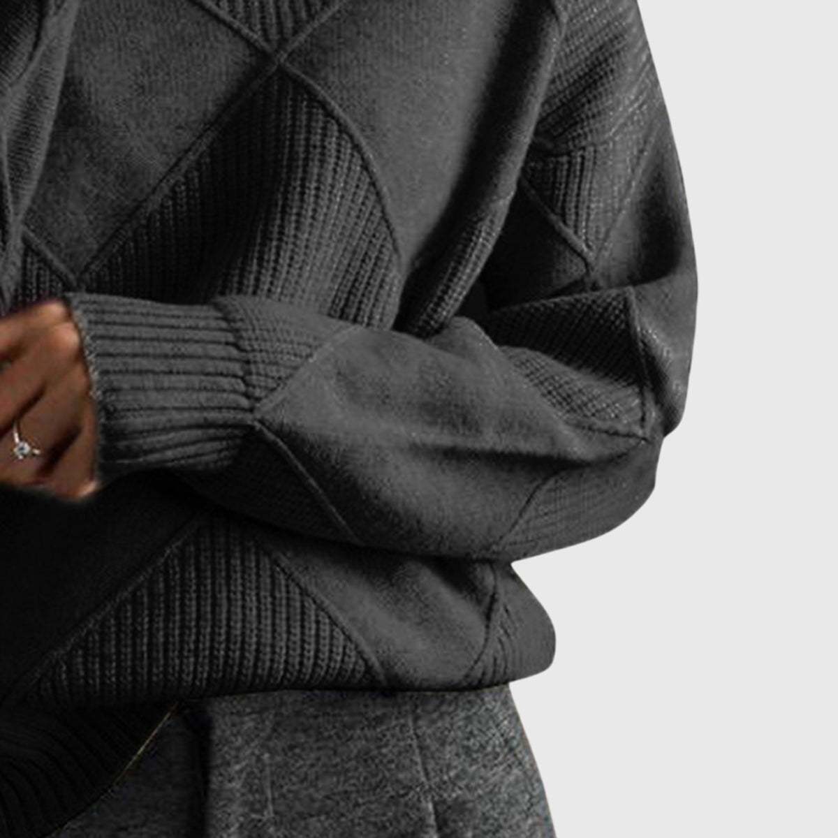 Geometric elegant sweater turtleneck for women | Seraphina -3