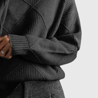 Geometric elegant sweater turtleneck for women | Seraphina -3