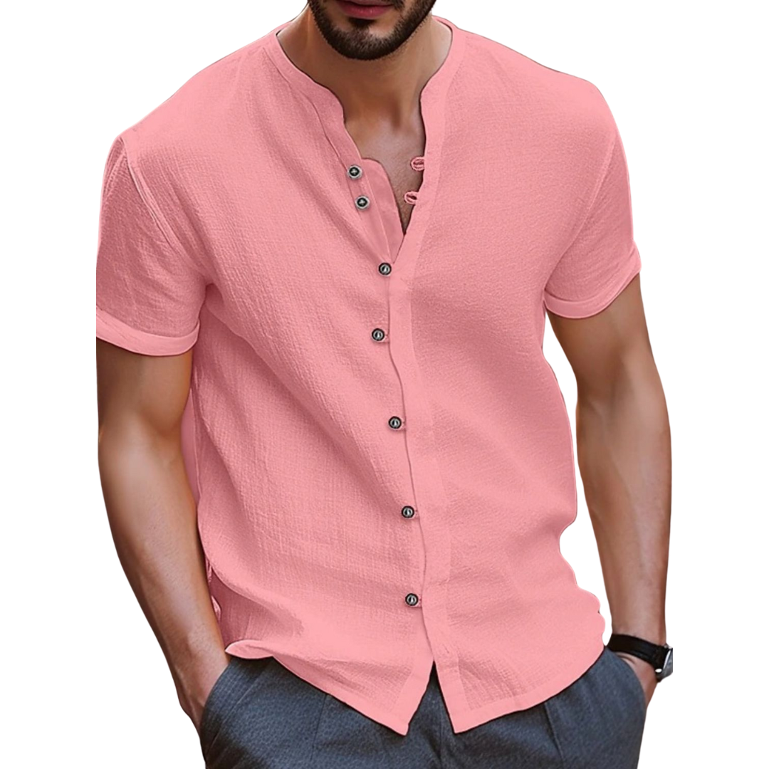Henley buttoned front shirt for men -5