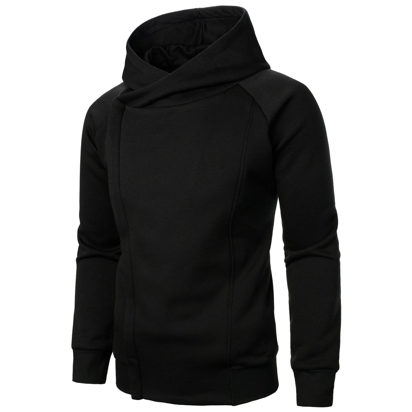 Asymmetric zip sculpted crossover hood hoodie for men | Kaelen -10