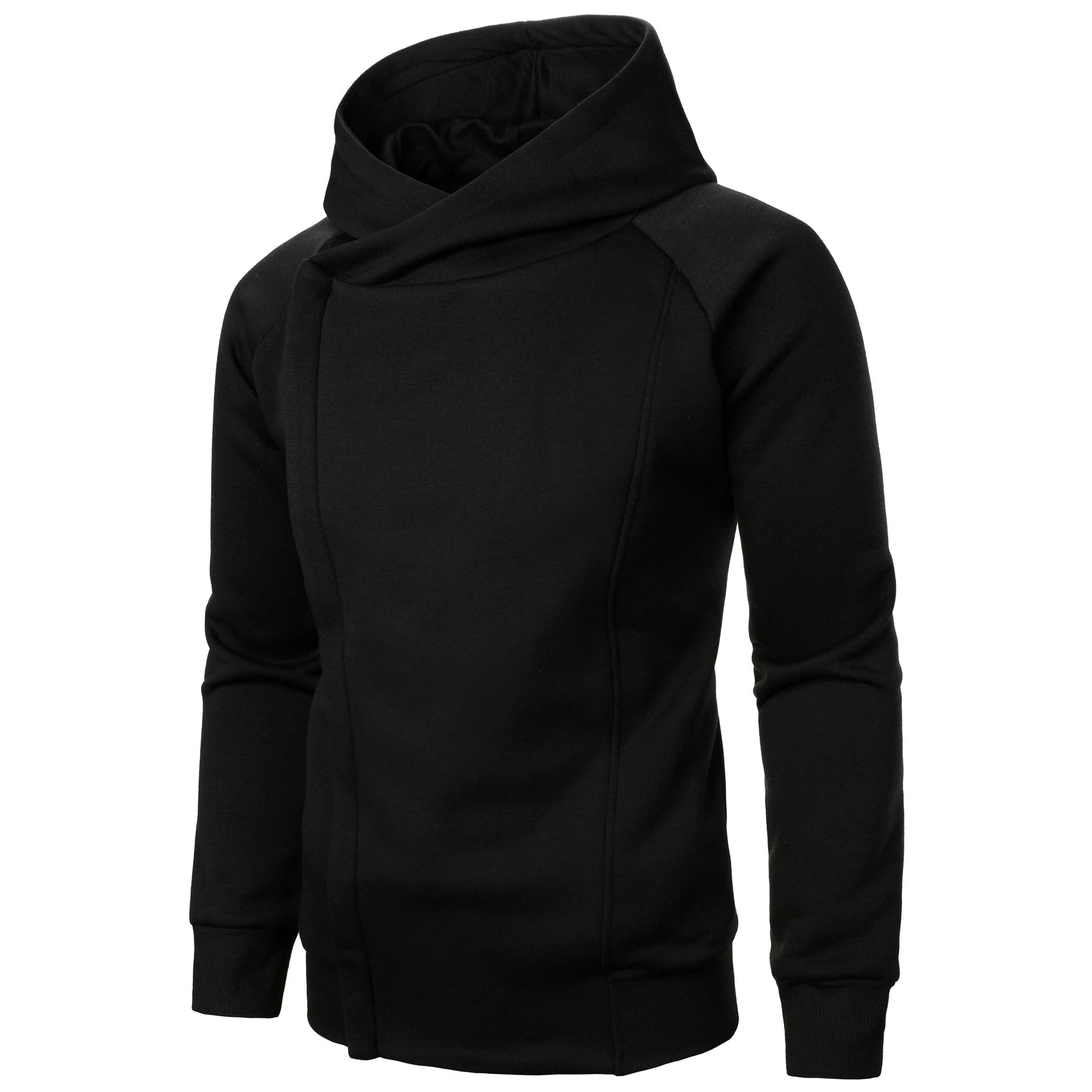 Asymmetric zip sculpted crossover hood hoodie for men | Kaelen -10
