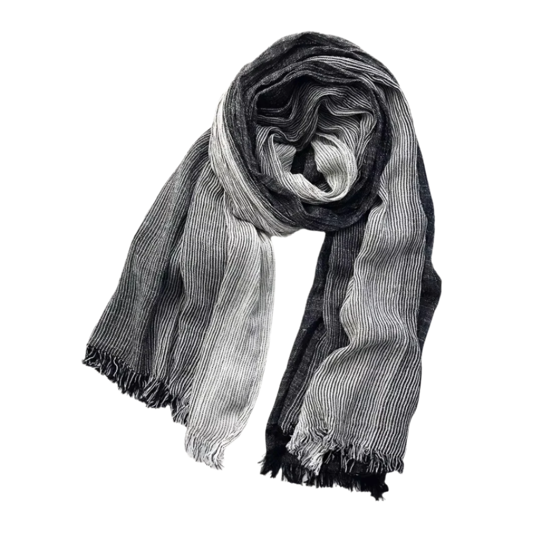 Striped shawl cotton linen clothing for women | Eamon -1