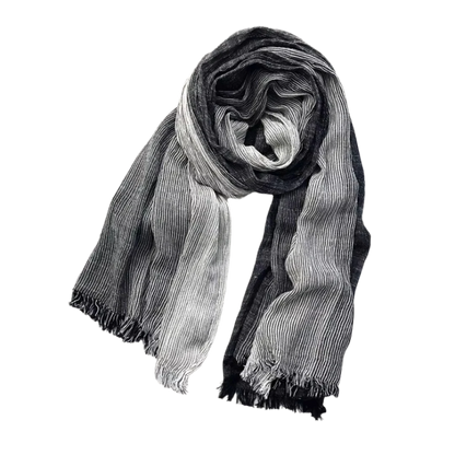 Striped shawl cotton linen clothing for women | Eamon -1