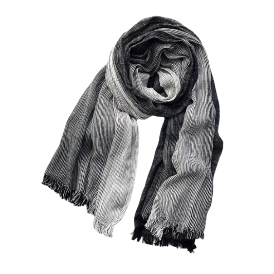 Striped shawl cotton linen clothing for women | Eamon -1