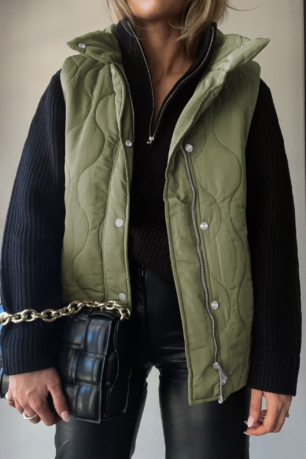 Quilted winter coat lightweight sleeveless vest for women | Krist -15