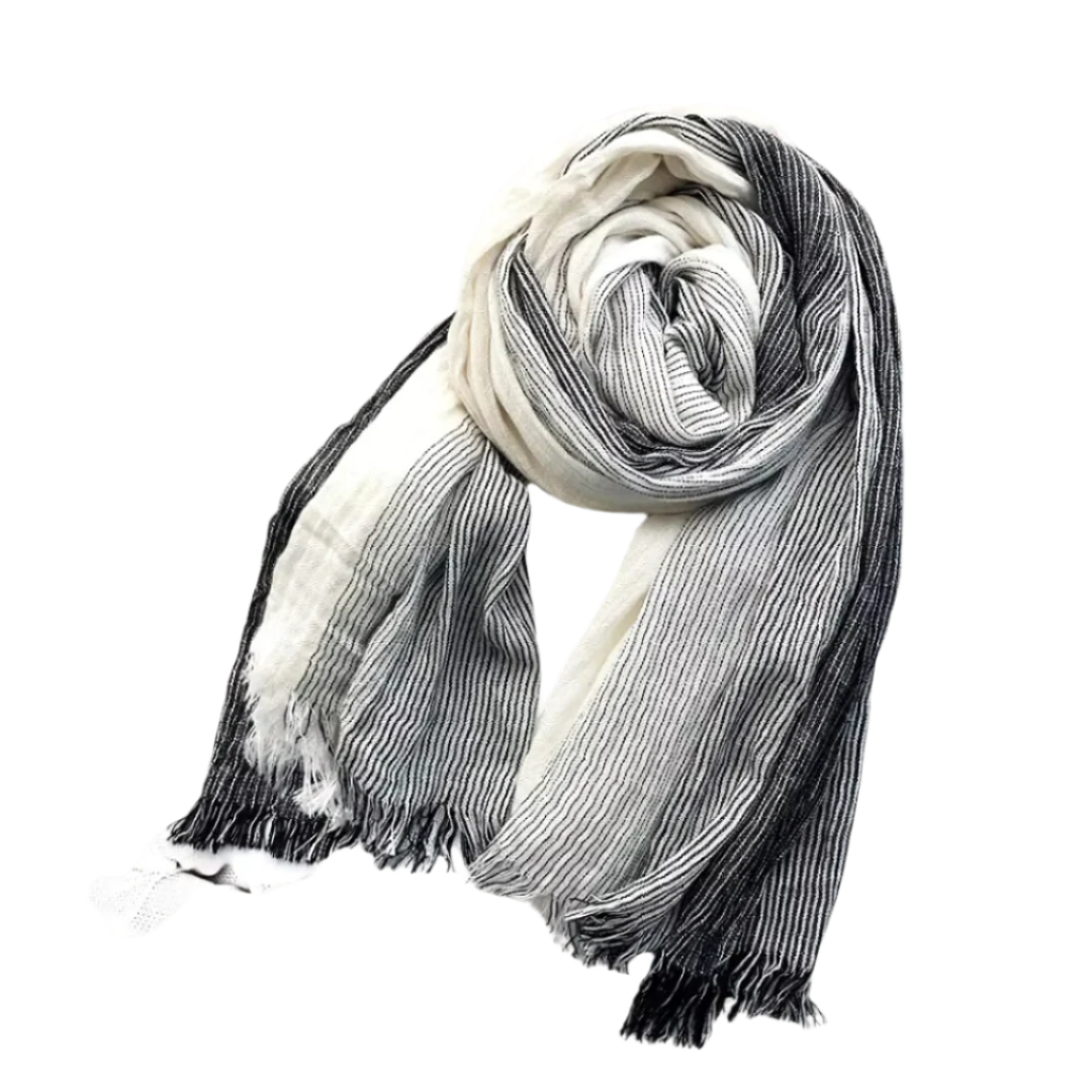 Striped shawl cotton linen clothing for women | Eamon -5