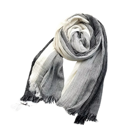 Striped shawl cotton linen clothing for women | Eamon -5