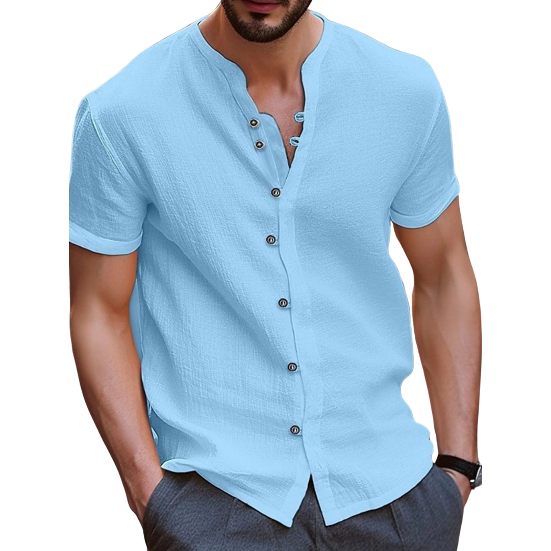 Henley buttoned front shirt for men -7