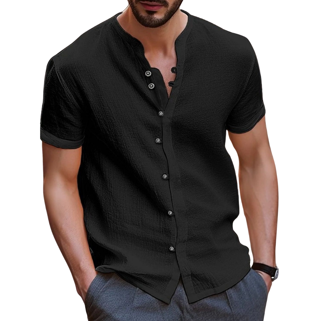 Henley buttoned front shirt for men -8