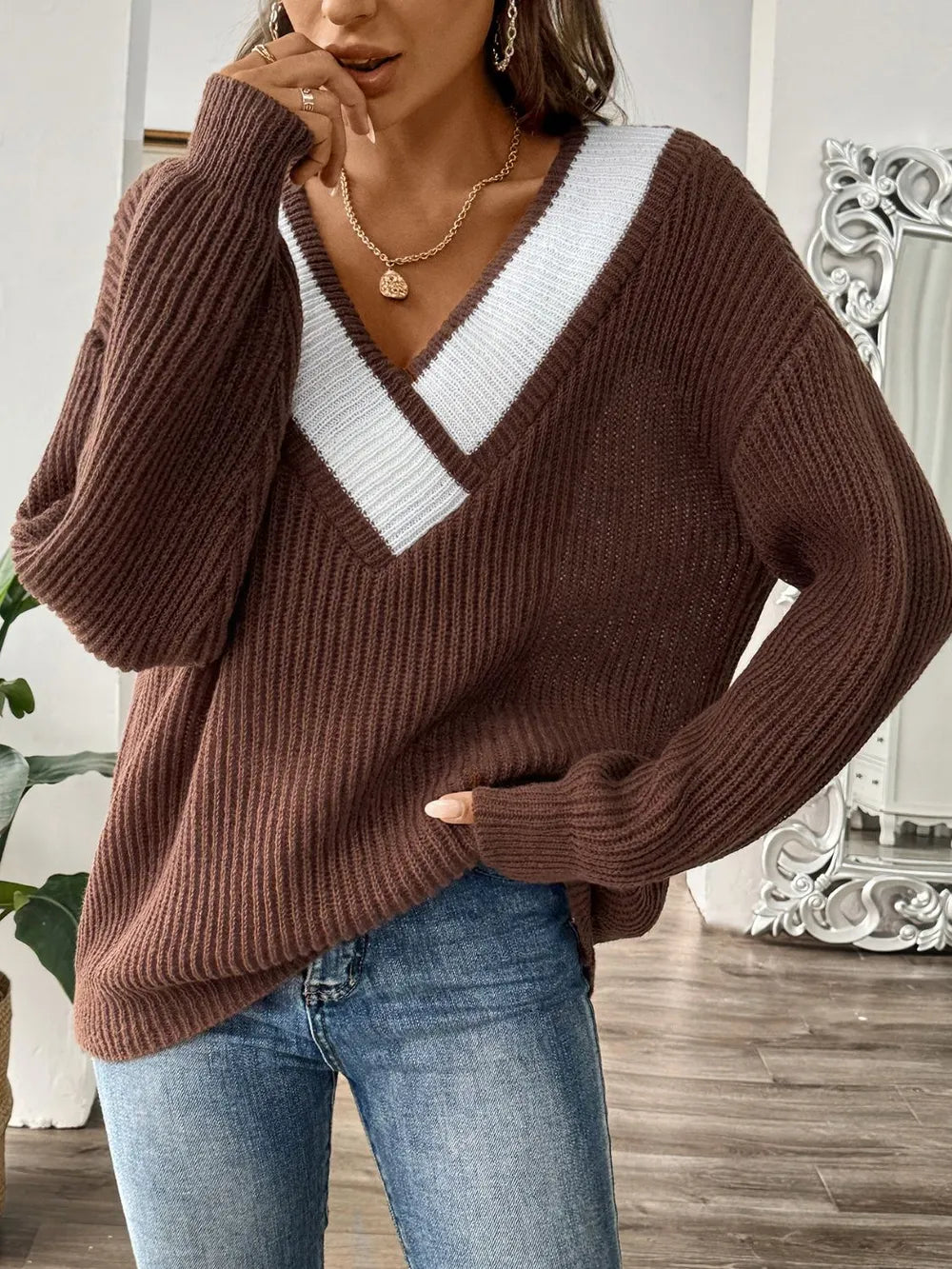 Shoulders off-shoulders sweater for women -3