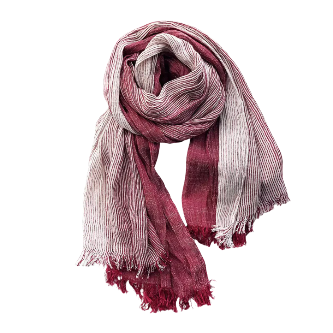 Striped shawl cotton linen clothing for women | Eamon -7