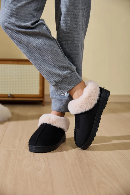 Slip-on faux fur slippers for women | Platform sole -1