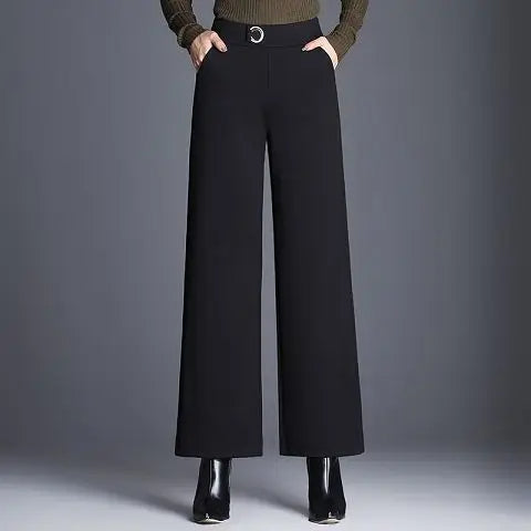 Plaid wide-leg belt accent trousers for women | Ashton -8