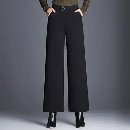 Plaid wide-leg belt accent trousers for women | Ashton -8