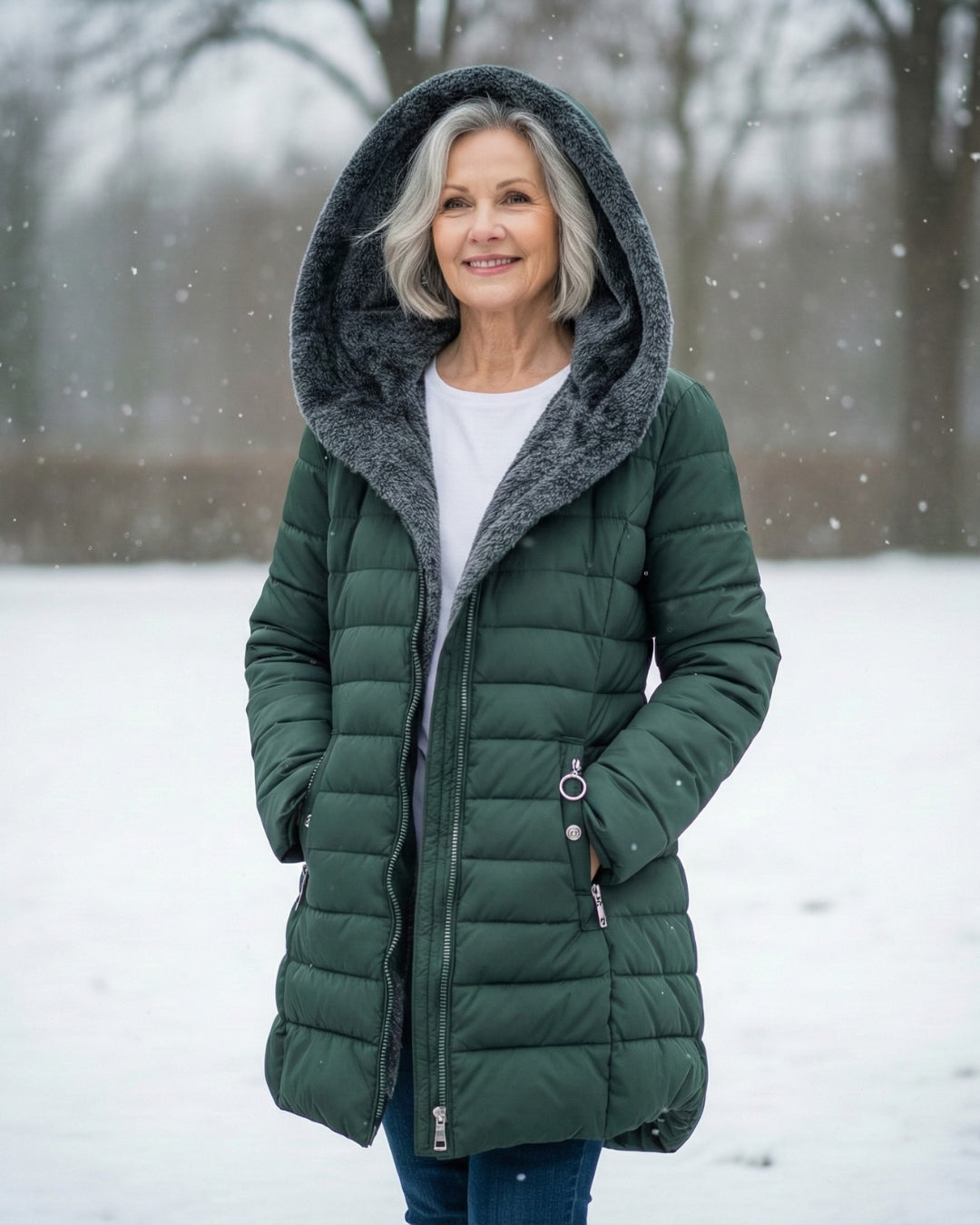 Quilted hooded cut flattering coat for women | Marielle -1