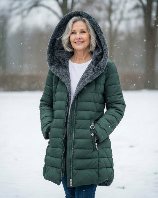 Quilted hooded cut flattering coat for women | Marielle -1