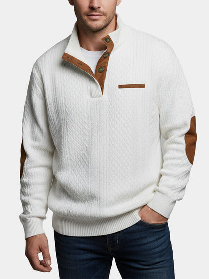 Knit cable-knit high collar structured sweater for men | Adrien -2