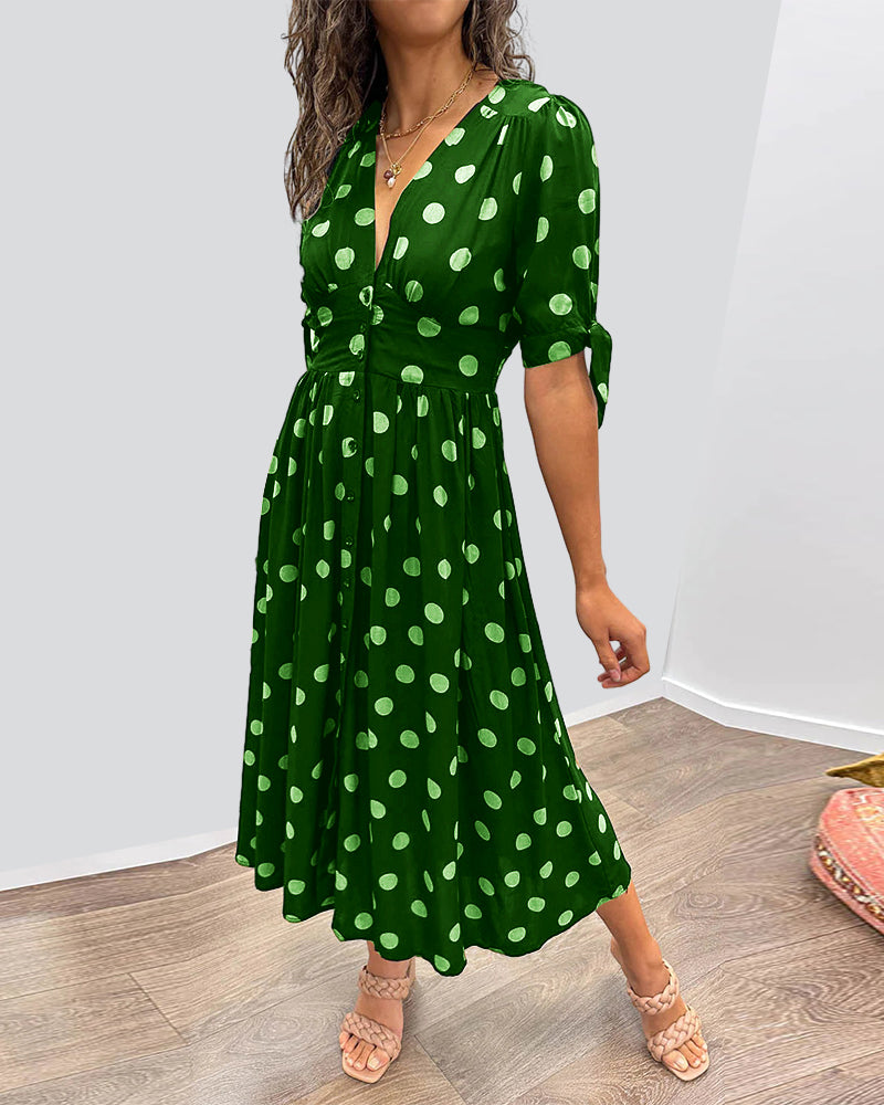 Mi-long polka dots dress for women | Roxane -6