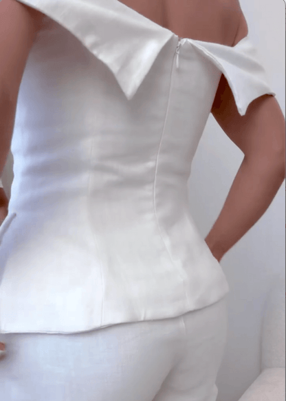 Women’s cropped button two-piece suit suit for women | Marlowe -6