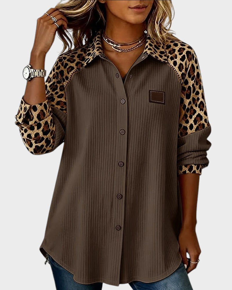 Two-tone buttoned printed details shirt for women | Orelia -2