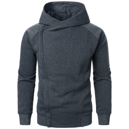 Asymmetric zip sculpted crossover hood hoodie for men | Kaelen -2