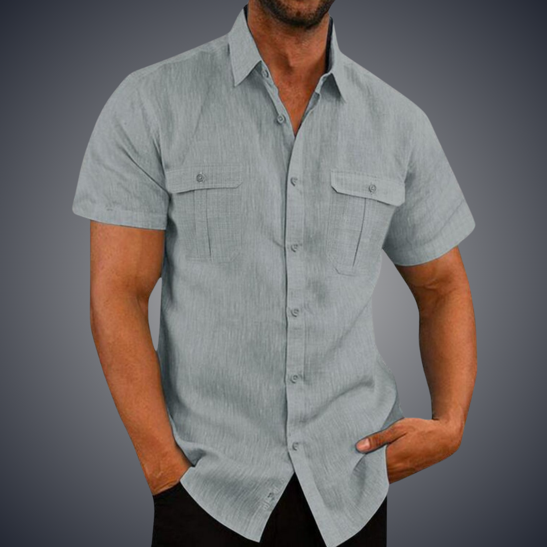 Short-sleeve lapel collar shirt for men -2