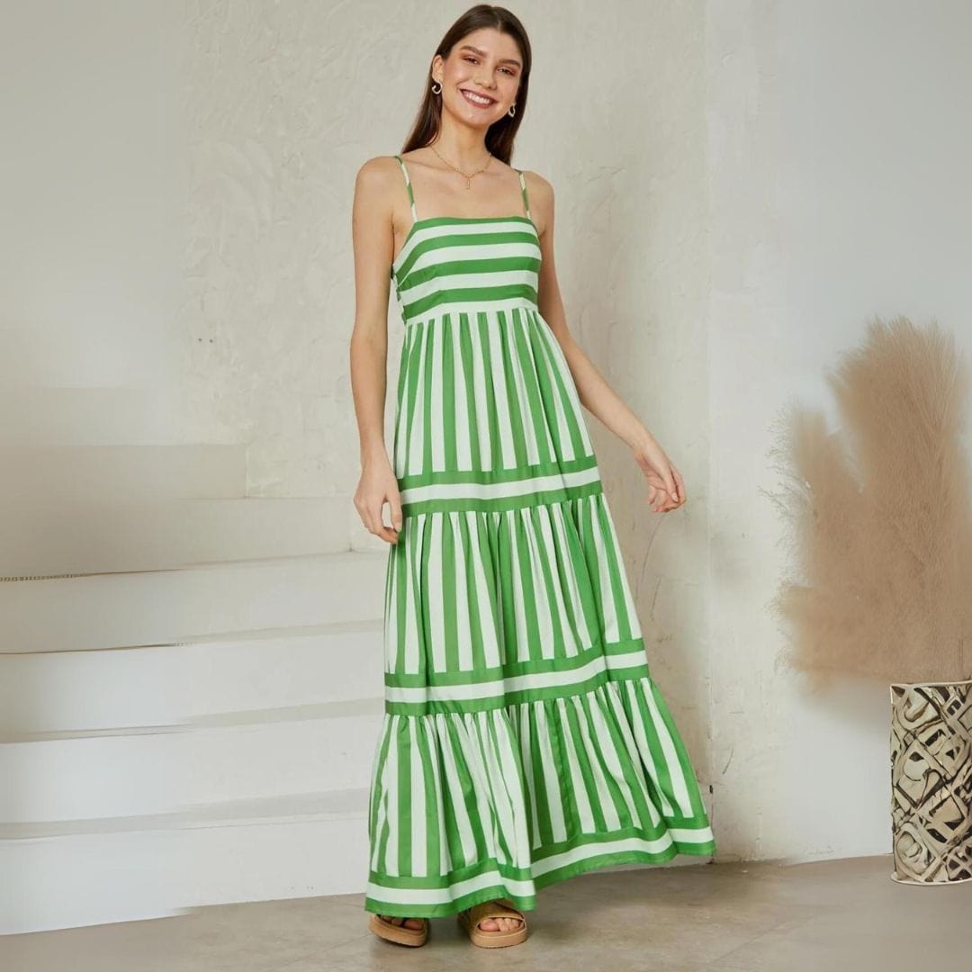 Summer stripes vibrant dress for women -4
