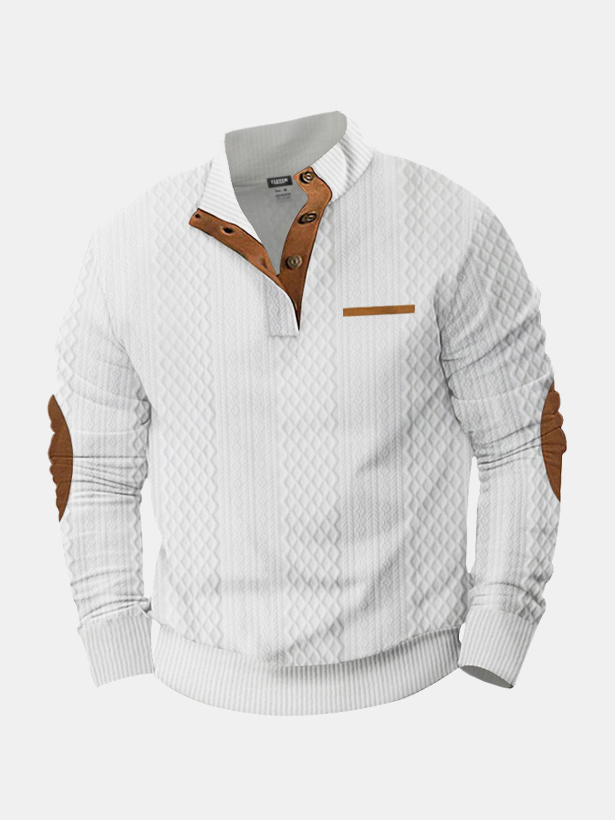 Knit cable-knit high collar structured sweater for men | Adrien -1
