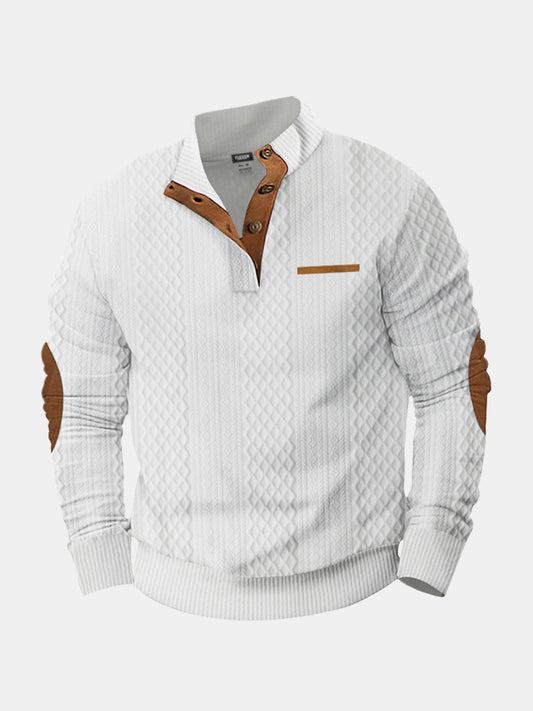 Knit cable-knit high collar structured sweater for men | Adrien -1