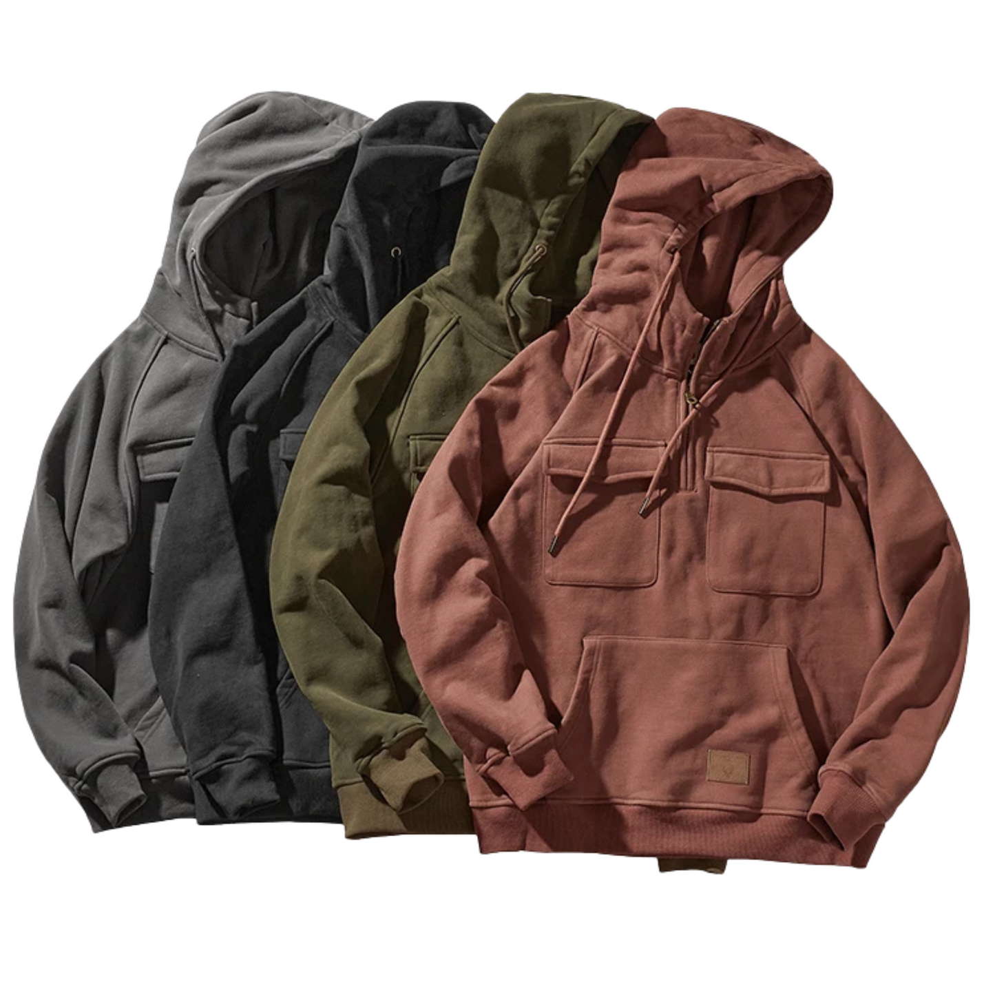 Utility quarter-zip cargo pockets hoodie for men | Ardent -7