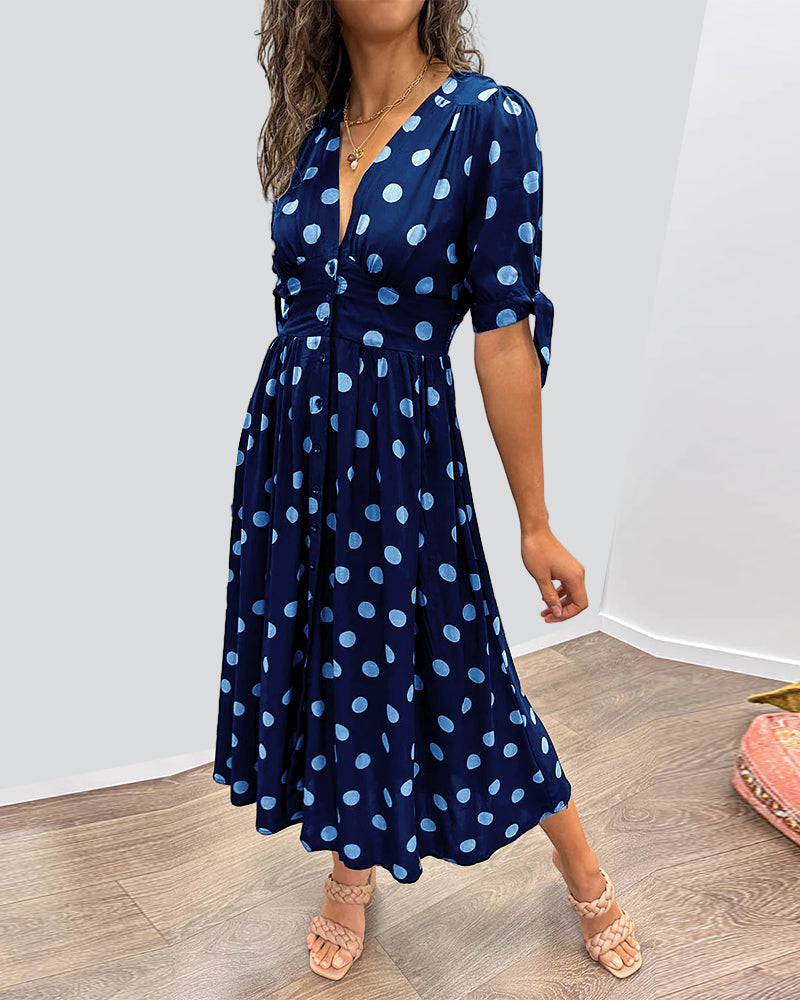 Mi-long polka dots dress for women | Roxane -4