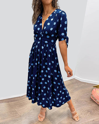 Mi-long polka dots dress for women | Roxane -4