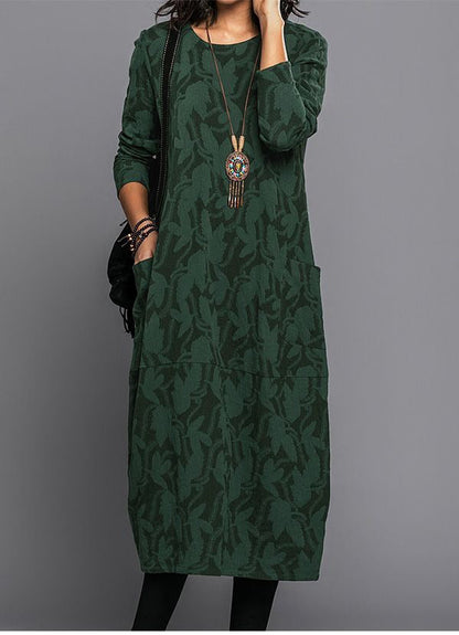 Relaxed floral midi pockets dress for women | Amara -2
