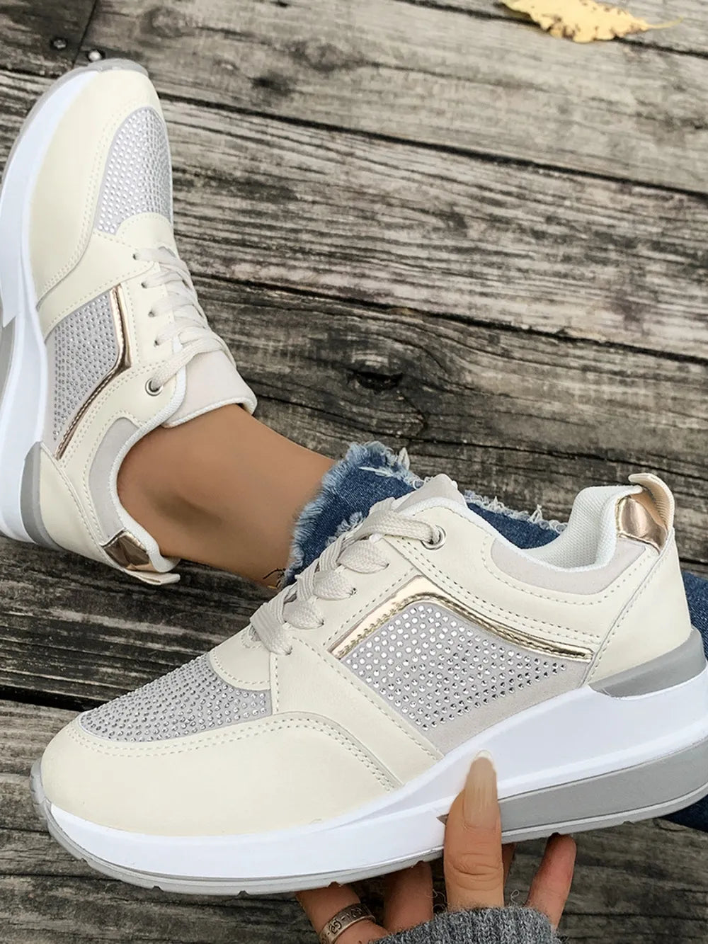 Wedges lace-up sneakers for women -5