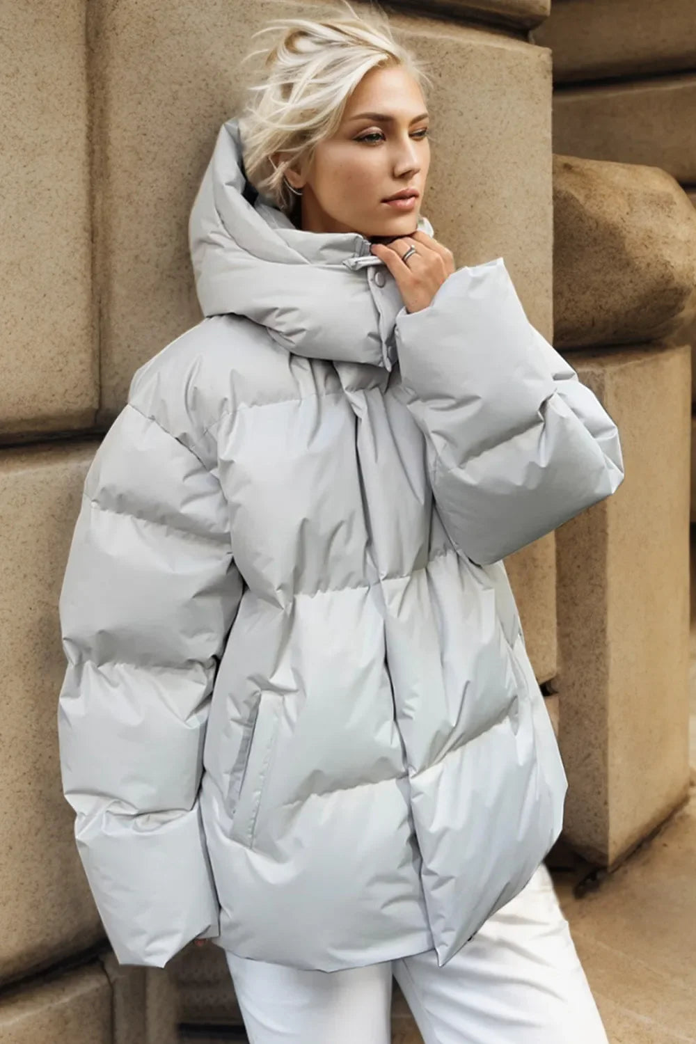 Puffer hooded winter coat warm jacket for women -11