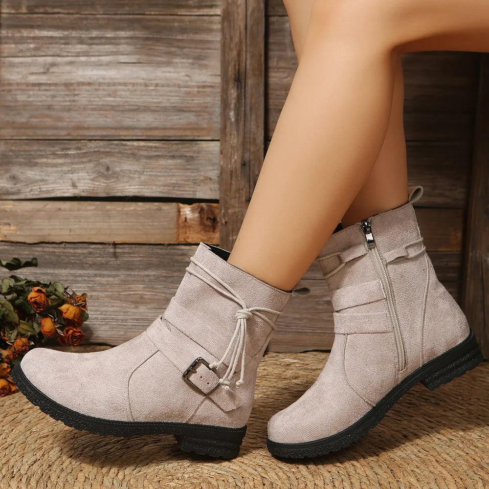 Ankle heel bas suede boots for women | Alexandrine -7