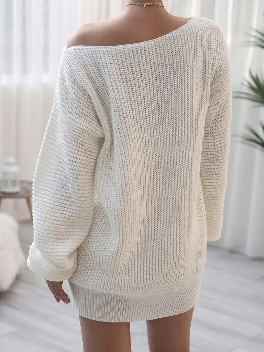 Dress shoulders off-shoulders knit long-sleeve sweater for women | Blandine -2