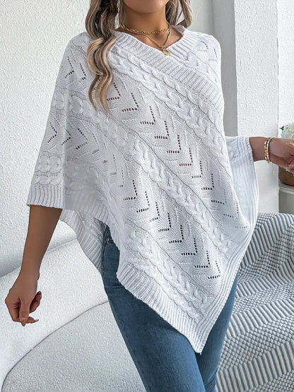 Poncho knit top cable-knit sweater for women -1