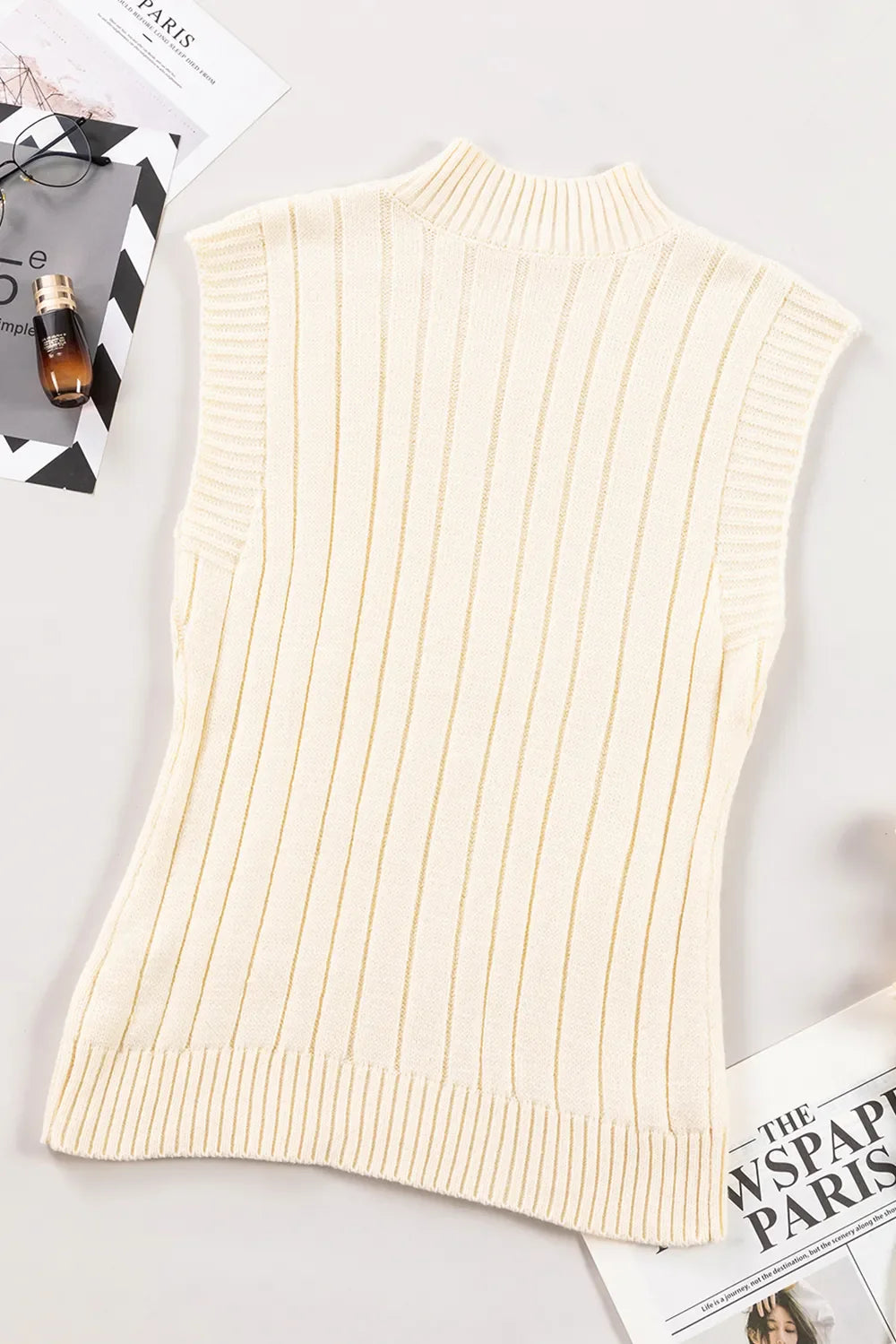 Sleeveless knit sweater autumn pullor top for women -6