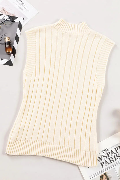 Sleeveless knit sweater autumn pullor top for women -6