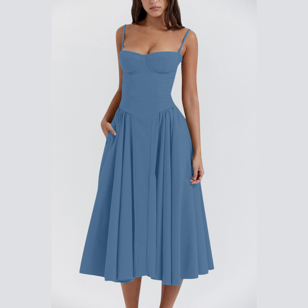 Pleated vintage charm dress for women | Bella -10