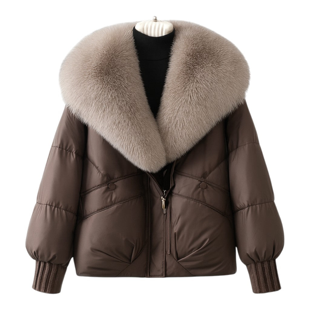 Structured puffer oversized collar jacket for women | Elara -2