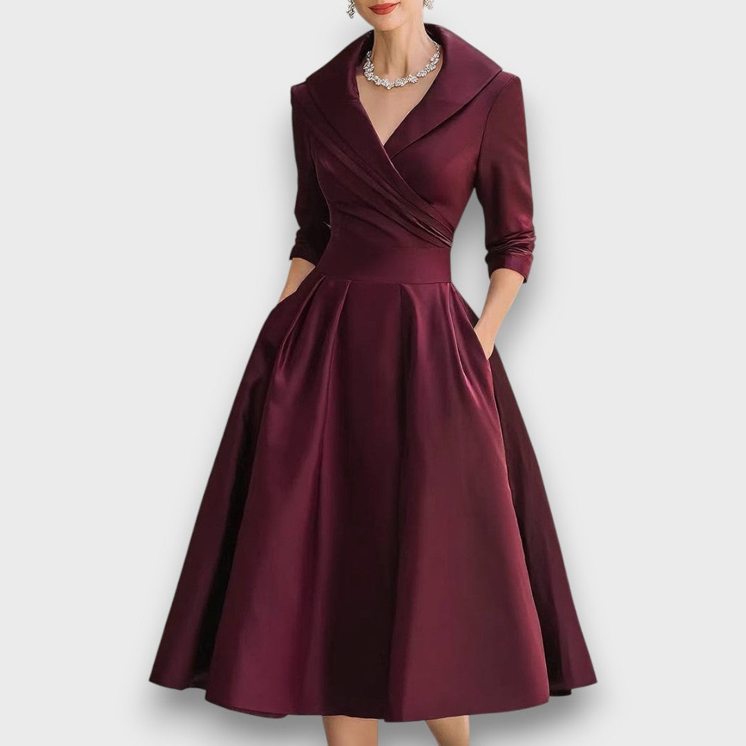 Neck midi dress for women | Refined Wrap -4