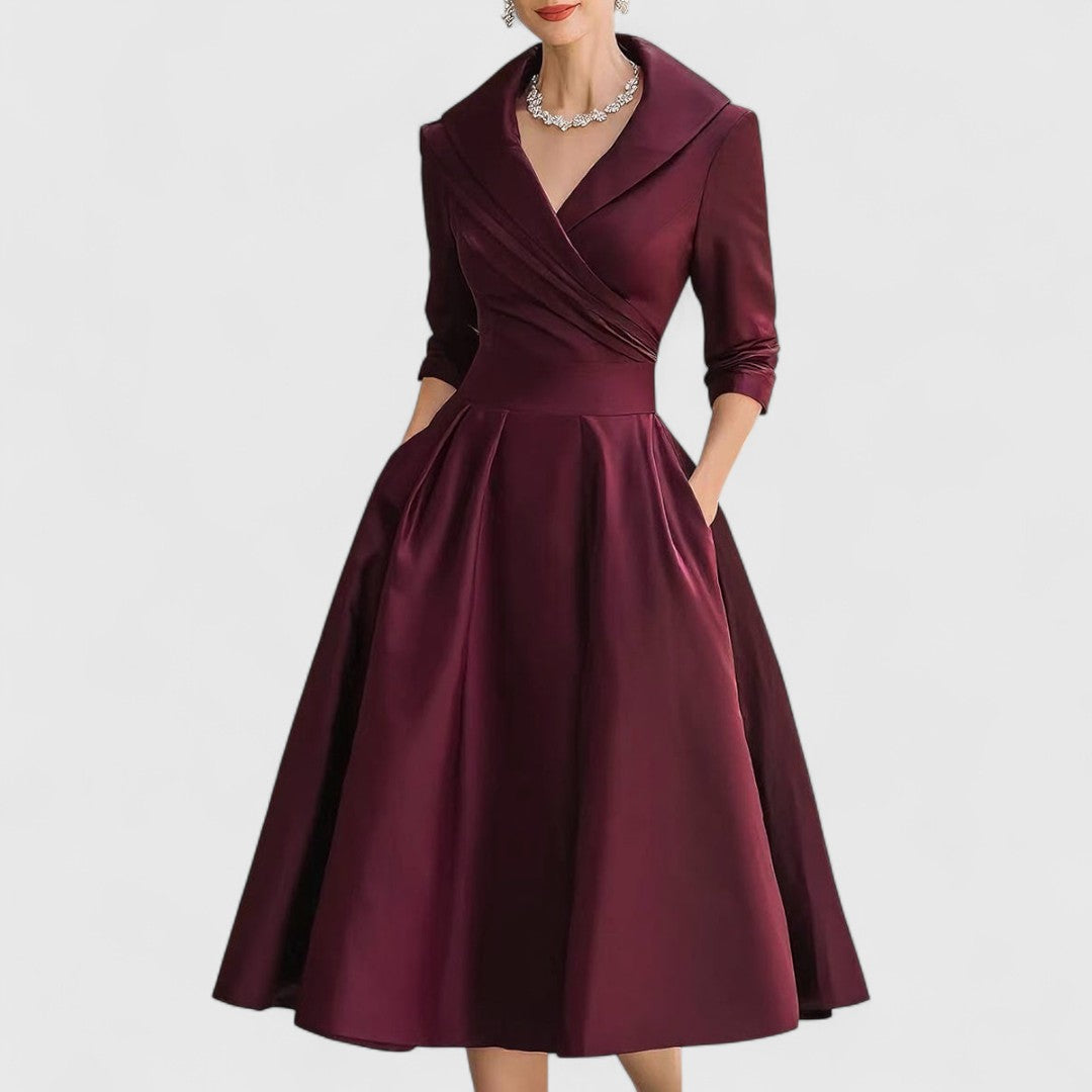 Elegant neckline crossed dress for women | Elise -4