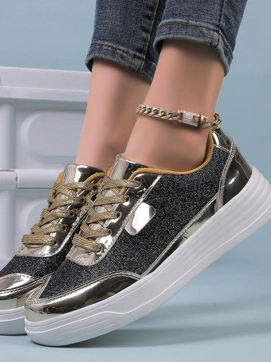 Walking platform casual shoes metallisees sneakers for women | Carine -1