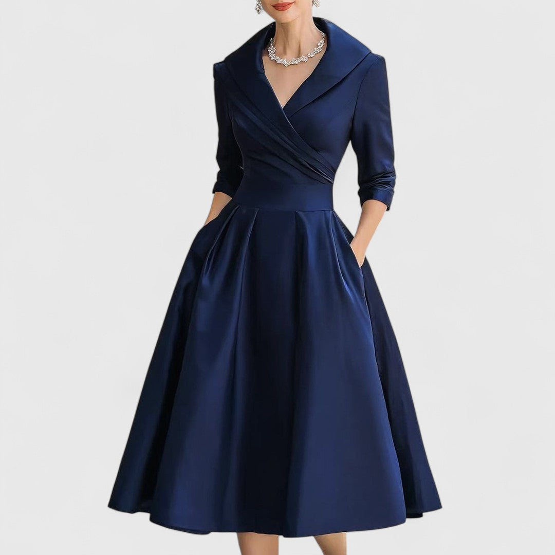 Elegant neckline crossed dress for women | Elise -2