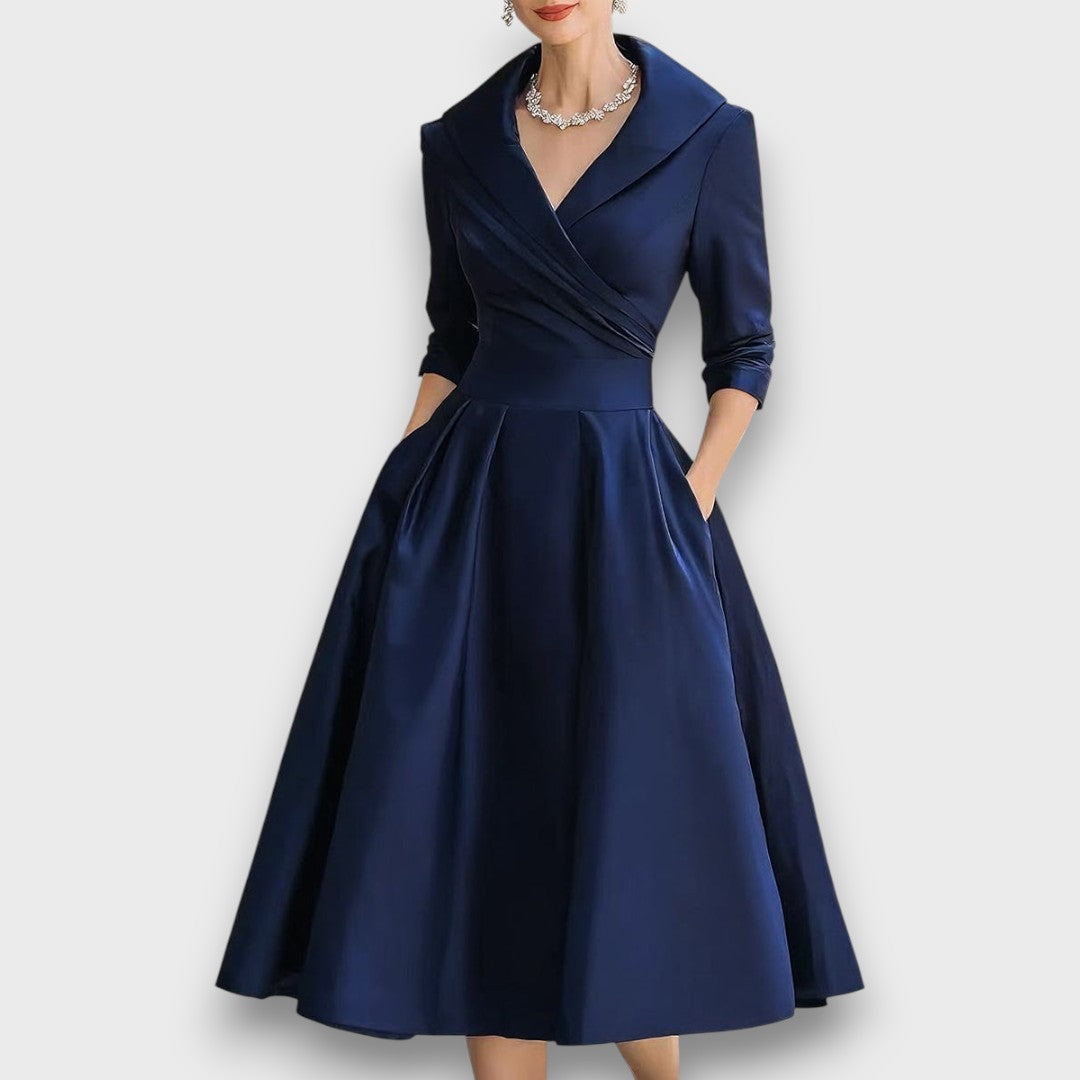 Neck midi dress for women | Refined Wrap -3