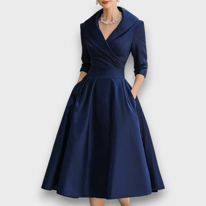Neck midi dress for women | Refined Wrap -3