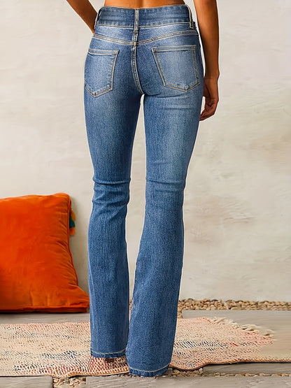 High-waisted flared jeans for women -4