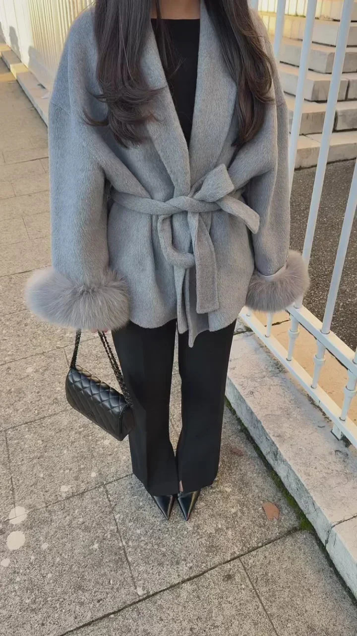 Elegant luxury coat for women | Cuffs Removables -11